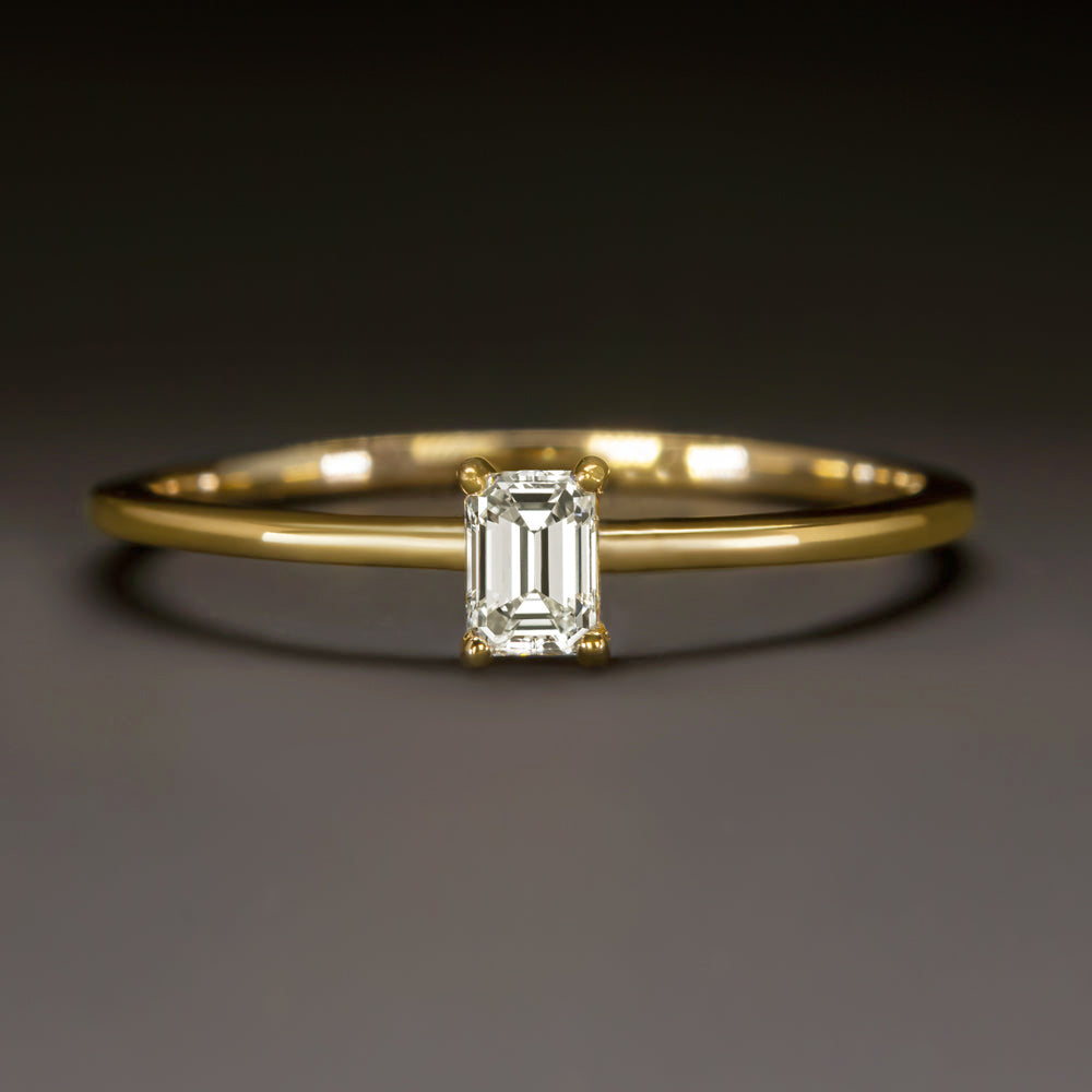 G-H VS EMERALD CUT NATURAL DIAMOND SOLITAIRE RING PROMISE ENGAGEMENT YELLOW GOLD Ivy & Rose