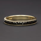 NATURAL BLACK SPINEL STACKING RING WEDDING BAND 14k YELLOW GOLD BAGUETTE CUT