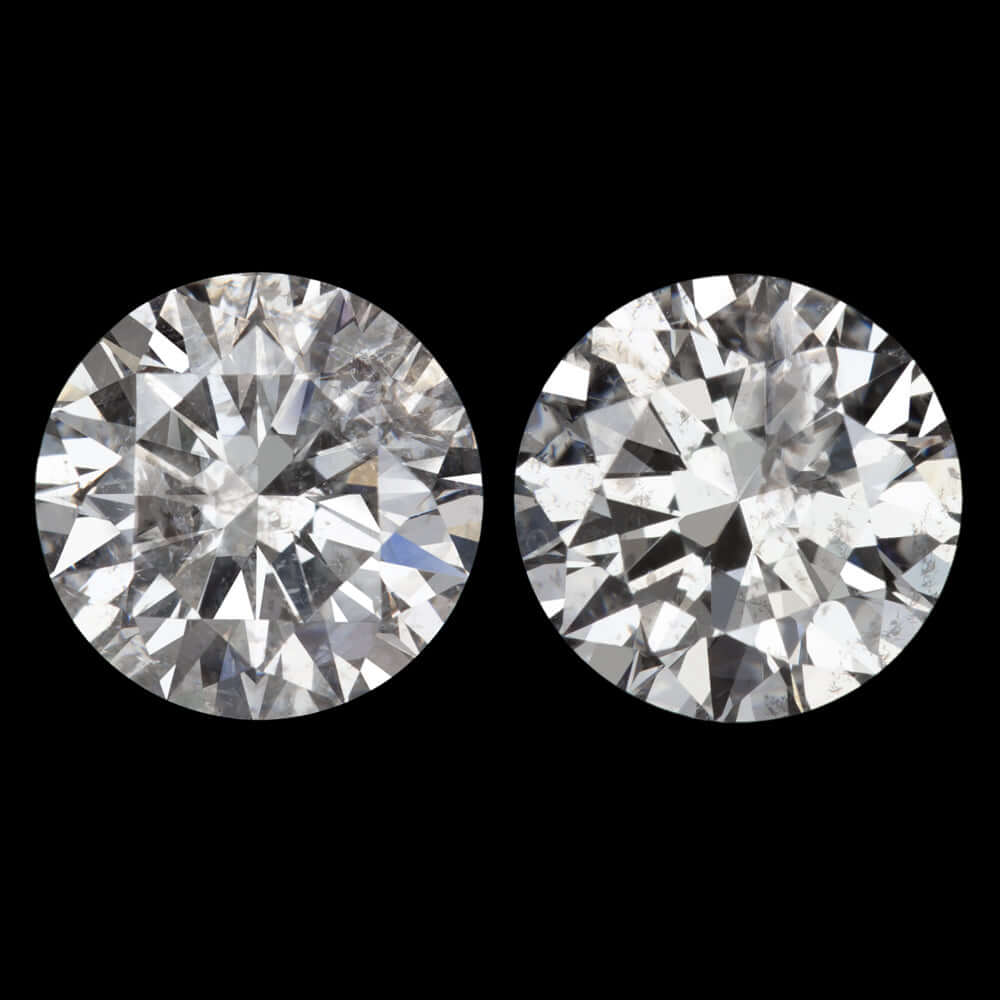 2.12ct EXCELLENT ROUND CUT DIAMOND STUD EARRING MATCHING PAIR NATURAL 2 CARAT