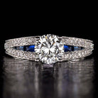 3/4 CARAT GIA CERTIFIED K VS2 DIAMOND ENGAGEMENT RING SAPPHIRE ROUND WHITE GOLD