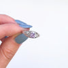 PINK AMETHYST STERLING SILVER VINTAGE STYLE SOLITAIRE RING FLORAL PROMISE PURPLE