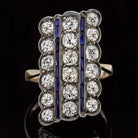 2ct 1900s ANTIQUE OLD MINE DIAMOND FRENCH CUT SAPPHIRE COCKTAIL RING ART NOUVEAU