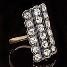 2ct 1900s ANTIQUE OLD MINE DIAMOND FRENCH CUT SAPPHIRE COCKTAIL RING ART NOUVEAU