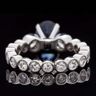 2.64c OVAL ROYAL BLUE SAPPHIRE 2ct DIAMONDS BEZEL ETERNITY ENGAGEMENT RING 18K