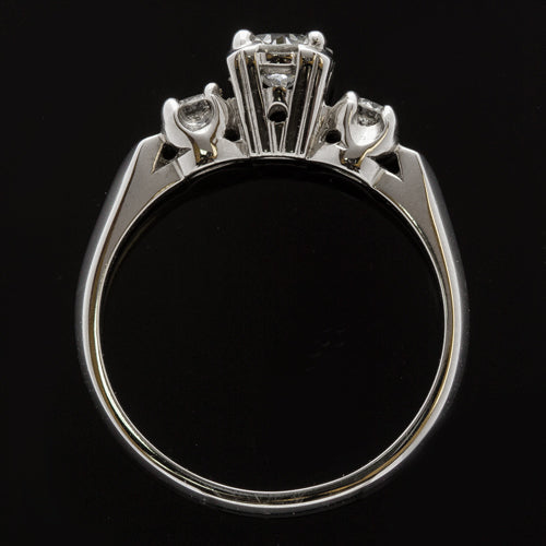 VINTAGE OLD EUROPEAN CUT 3 STONE ROUND DIAMOND PLATINUM ENGAGEMENT RING RETRO Ivy & Rose