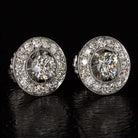 2.30c NATURAL DIAMONDS BIG STUDS 13mm HALO EARRINGS WHITE GOLD VINTAGE 2CT 2.5CT