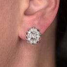 VINTAGE STYLE 1ct G VS IDEAL CUT DIAMOND RUBY OVAL HALO EARRING SETTING CALIBRE