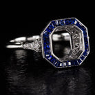 SAPPHIRE DIAMOND RADIANT ASSCHER CUT SETTING ENGAGEMENT RING SEMI-MOUNT VINTAGE