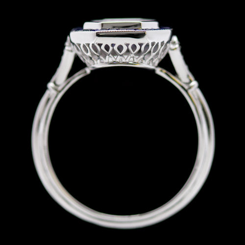 SAPPHIRE DIAMOND RADIANT ASSCHER CUT SETTING ENGAGEMENT RING SEMI-MOUNT VINTAGE