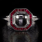 VINTAGE STYLE RUBY DIAMOND ENGAGEMENT RING SETTING CUT RADIANT 7.5MM ART DECO Ivy & Rose