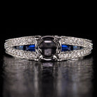 VINTAGE STYLE SEMI MOUNT DIAMOND BLUE SAPPHIRE ENGAGEMENT RING SETTING ART DECO