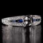 VINTAGE STYLE SEMI MOUNT DIAMOND BLUE SAPPHIRE ENGAGEMENT RING SETTING ART DECO