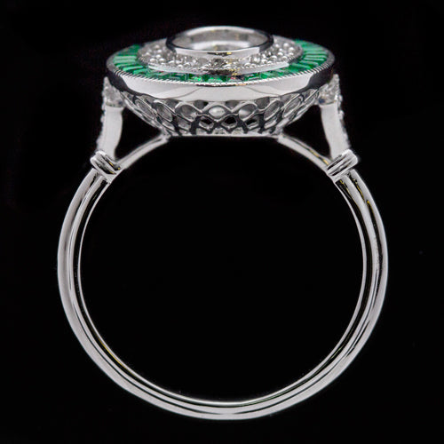 VINTAGE STYLE GREEN EMERALD DIAMOND OVAL CUT ENGAGEMENT RING HALO SETTING MOUNT