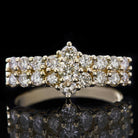 7/8ct VS ROUND CLUSTER NATURAL DIAMOND 0.87ct COCKTAIL RING BAND 18K YELLOW GOLD