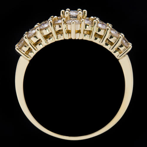 7/8ct VS ROUND CLUSTER NATURAL DIAMOND 0.87ct COCKTAIL RING BAND 18K YELLOW GOLD