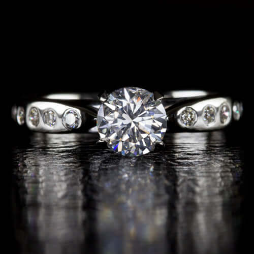 1.2ct NATURAL ROUND BRILLIANT CUT F Si2 DIAMOND BURNISH ENGAGEMENT RING 1.25ct Ivy & Rose