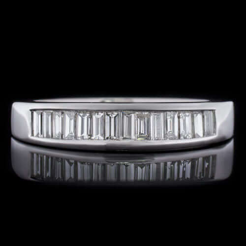 1/2ct DIAMOND F-G VS BAGUETTE EMERALD CUT WEDDING BAND STACKING WHITE GOLD RING