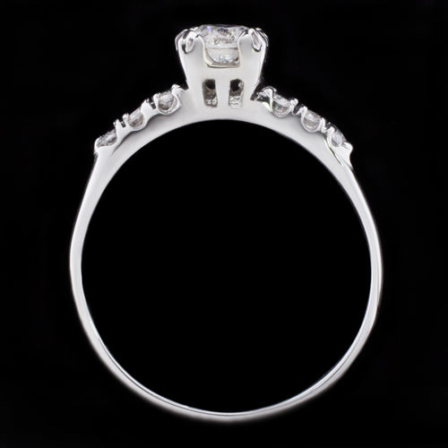 VINTAGE 0.6 F SI DIAMOND ENGAGEMENT RING CLASSIC 14K WHITE GOLD MIDCENTURY RETRO