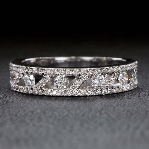 EXCELLENT CUT 3/4 CARAT NATURAL DIAMOND G SI BAND STACKING COCKTAIL RING 0.75ct