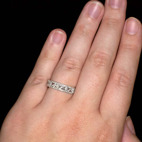 EXCELLENT CUT 3/4 CARAT NATURAL DIAMOND G SI BAND STACKING COCKTAIL RING 0.75ct