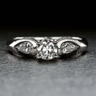 3/4 CARAT VINTAGE VS DIAMOND ROUND PEAR ACCENT 3 STONE PLATINUM ENGAGEMENT RING