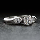 3/4 CARAT VINTAGE VS DIAMOND ROUND PEAR ACCENT 3 STONE PLATINUM ENGAGEMENT RING