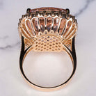25ct IDEAL CUT NATURAL PEACH MORGANITE DIAMOND 18K ROSE GOLD HALO COCKTAIL RING