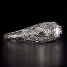 3 STONE G VS IDEAL CUT NATURAL DIAMOND ENGAGEMENT RING VINTAGE STYLE ART DECO