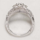 3 STONE G VS IDEAL CUT NATURAL DIAMOND ENGAGEMENT RING VINTAGE STYLE ART DECO