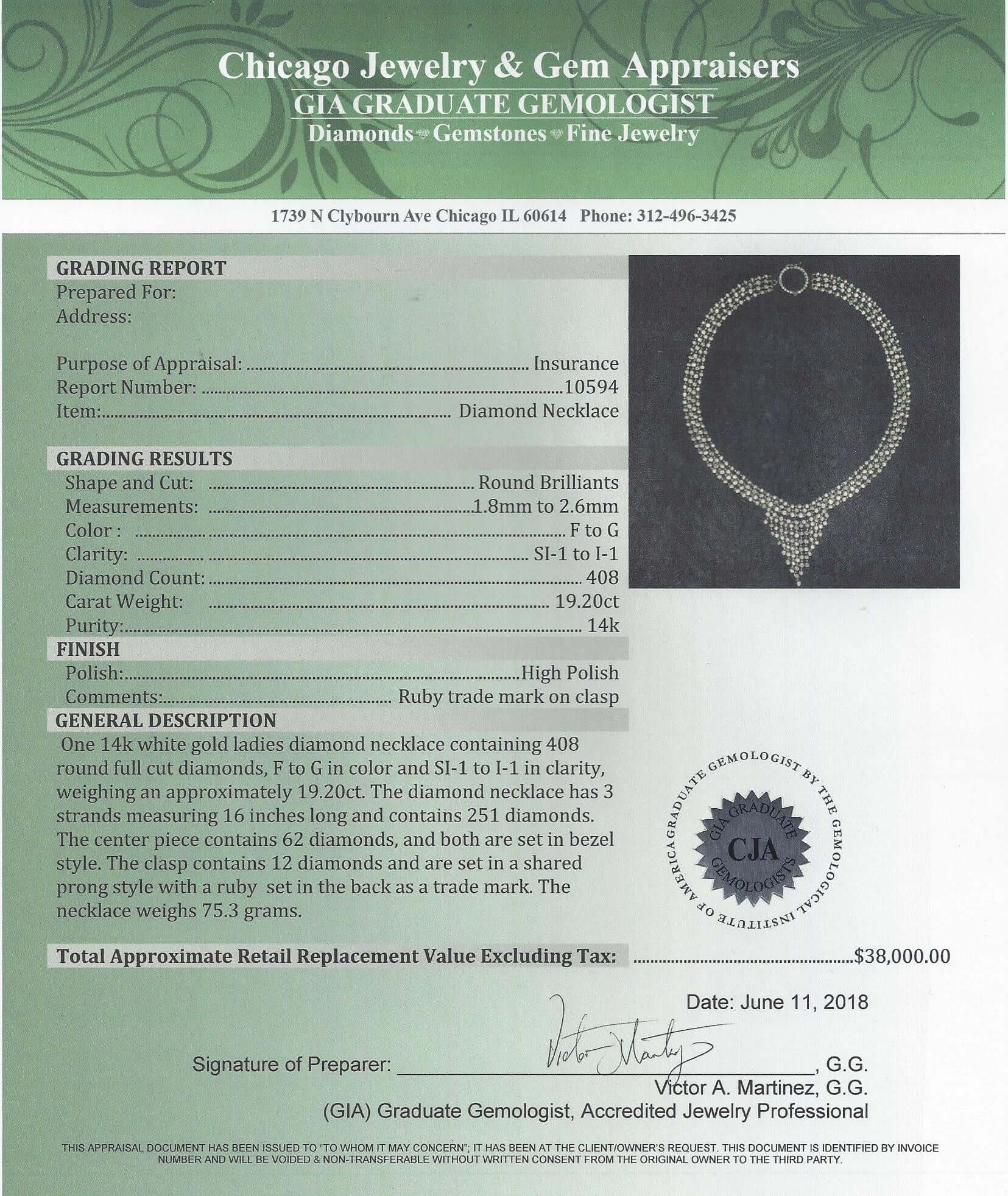 CARAT F-G NATURAL DIAMOND STRAND WHITE GOLD TASSEL COCKTAIL