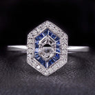DIAMOND SAPPHIRE VINTAGE STYLE MOUNT ENGAGEMENT RING ROUND OVAL SETTING ART DECO