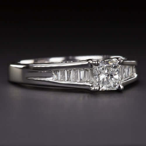 .79ctw RADIANT CUT NATURAL DIAMOND ENGAGEMENT RING 18K WHITE GOLD PRINCESS 3/4CT Ivy & Rose
