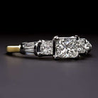 1.5ct VINTAGE H VS PRINCESS CUT NATURAL DIAMOND ENGAGEMENT RING 18K GOLD 3 STONE