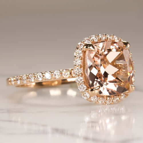 Large Oval Morganite Ring | Unique Engagement Band | Liven Jewelry – Liven  Company