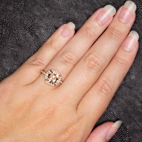 Pink Rose | Pear Pink Morganite Engagement Ring in Hammered 14k Rose Gold |  MTD
