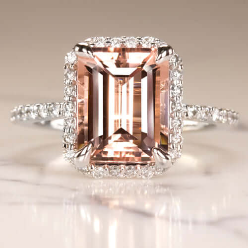 Peach diamond engagement ring Clearance
