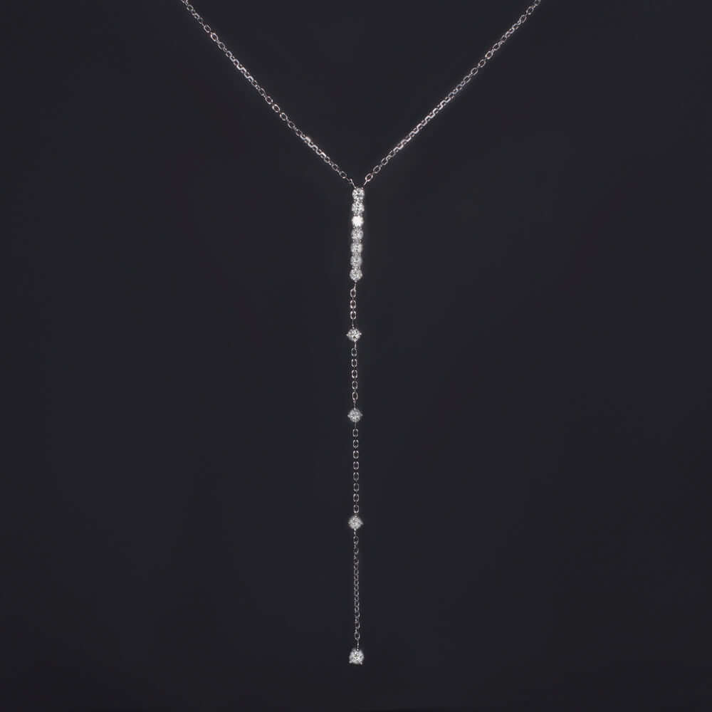 .84ct EXCELLENT CUT NATURAL DIAMOND LARIAT DROP Y NECKLACE DAINTY 14K WHITE GOLD Ivy & Rose