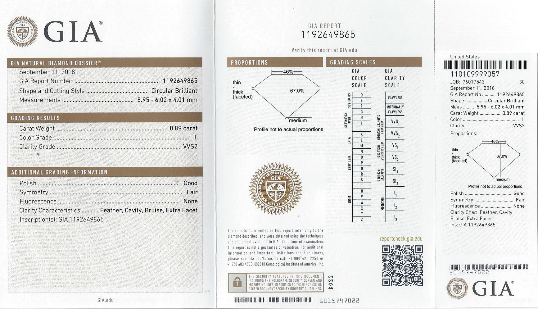 I VVS2 GIA CERTIFIED 0.89ct OLD EUROPEAN CUT DIAMOND VINTAGE LOOSE ENGAGEMENT