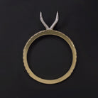 ROUND NATURAL DIAMOND RING SETTING TWO TONE 14K YELLOW WHITE GOLD THIN PAVE BAND