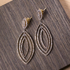 NATURAL DIAMOND 2.75ct DROP EARRINGS PAVE MARQUISE SHAPE 2.5in STATEMENT DANGLE