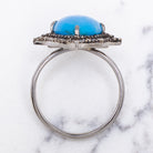 TURQUOISE DIAMOND COCKTAIL RING BLUE NATURAL PEAR TEARDROP SHAPE VINTAGE STYLE Ivy & Rose