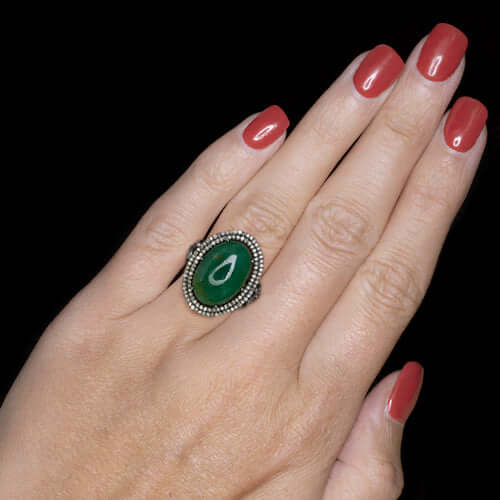 16CT NATURAL EMERALD 1CT DIAMOND COCKTAIL RING DOUBLE HALO GREEN BIG STATEMENT Ivy & Rose