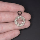 NATURAL 3/4 CARAT DIAMOND PAVE STAR PENDANT CIRCLE OPEN STARBURST ROUND NECKLACE