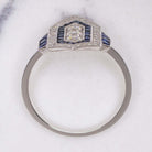 DIAMOND SAPPHIRE VINTAGE STYLE RING ART DECO GEOMETRIC COCKTAIL CALIBRE NATURAL