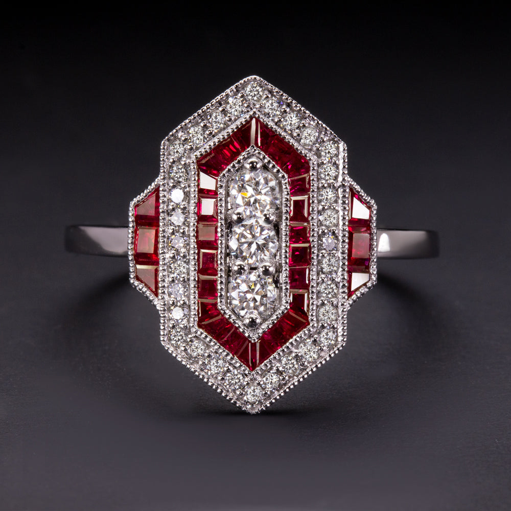 Art Deco Ring in Platinum | Rutherford