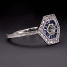 DIAMOND SAPPHIRE VINTAGE STYLE RING SETTING ROUND 4m ART DECO SEMI MOUNT CALIBRE