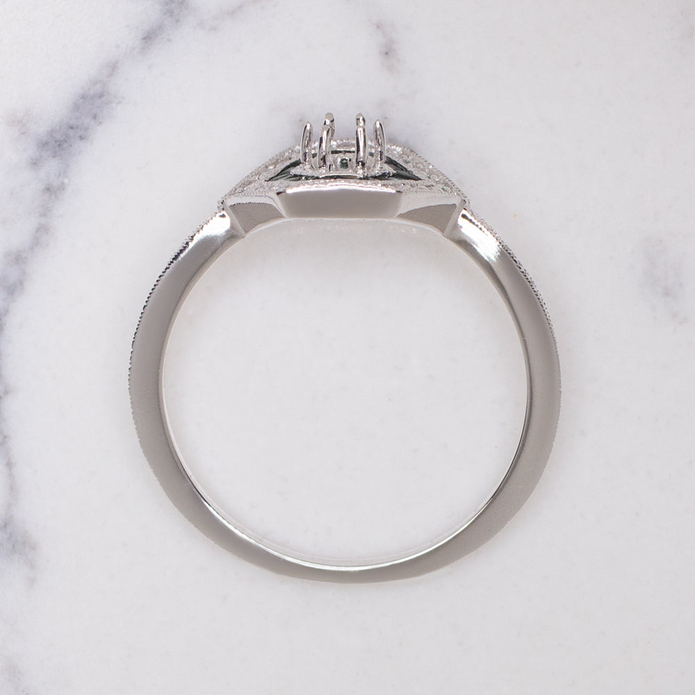 NATURAL DIAMOND ONYX VINTAGE STYLE RING SETTING ART DECO GEOMETRIC MOUNT CLASSIC