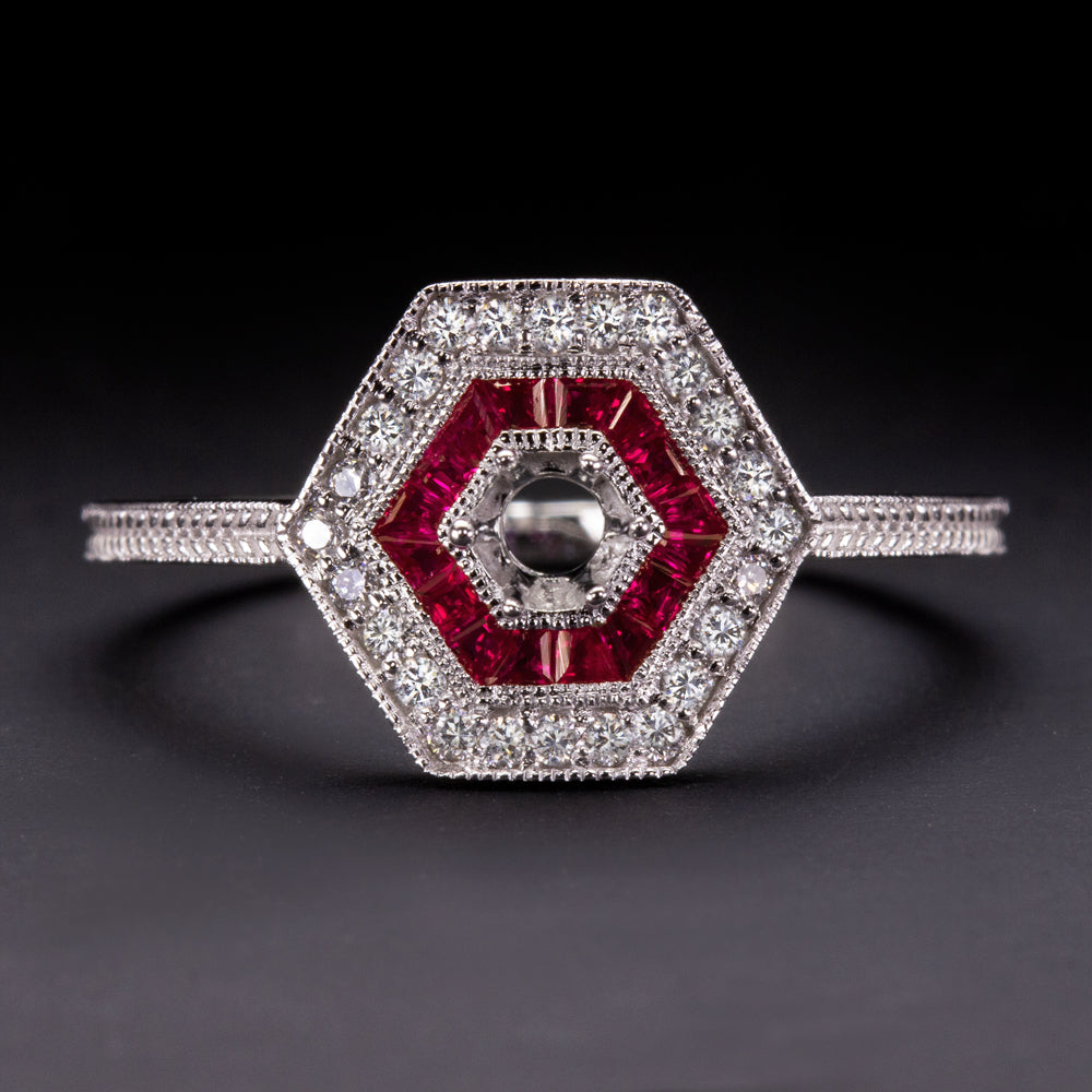 18ct White Gold Natural Ruby & Diamond Halo Ring – Greg Neill & Son Fine  Jewellers