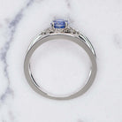 BLUE SAPPHIRE DIAMOND COCKTAIL RING GEOMETRIC MODERN DOUBLE BAND 14K WHITE GOLD