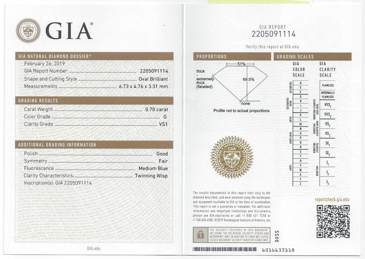 GIA CERTIFIED G VS1 0.70ct OVAL CUT DIAMOND LOOSE NATURAL ENGAGEMENT 3/4 CARAT Ivy & Rose